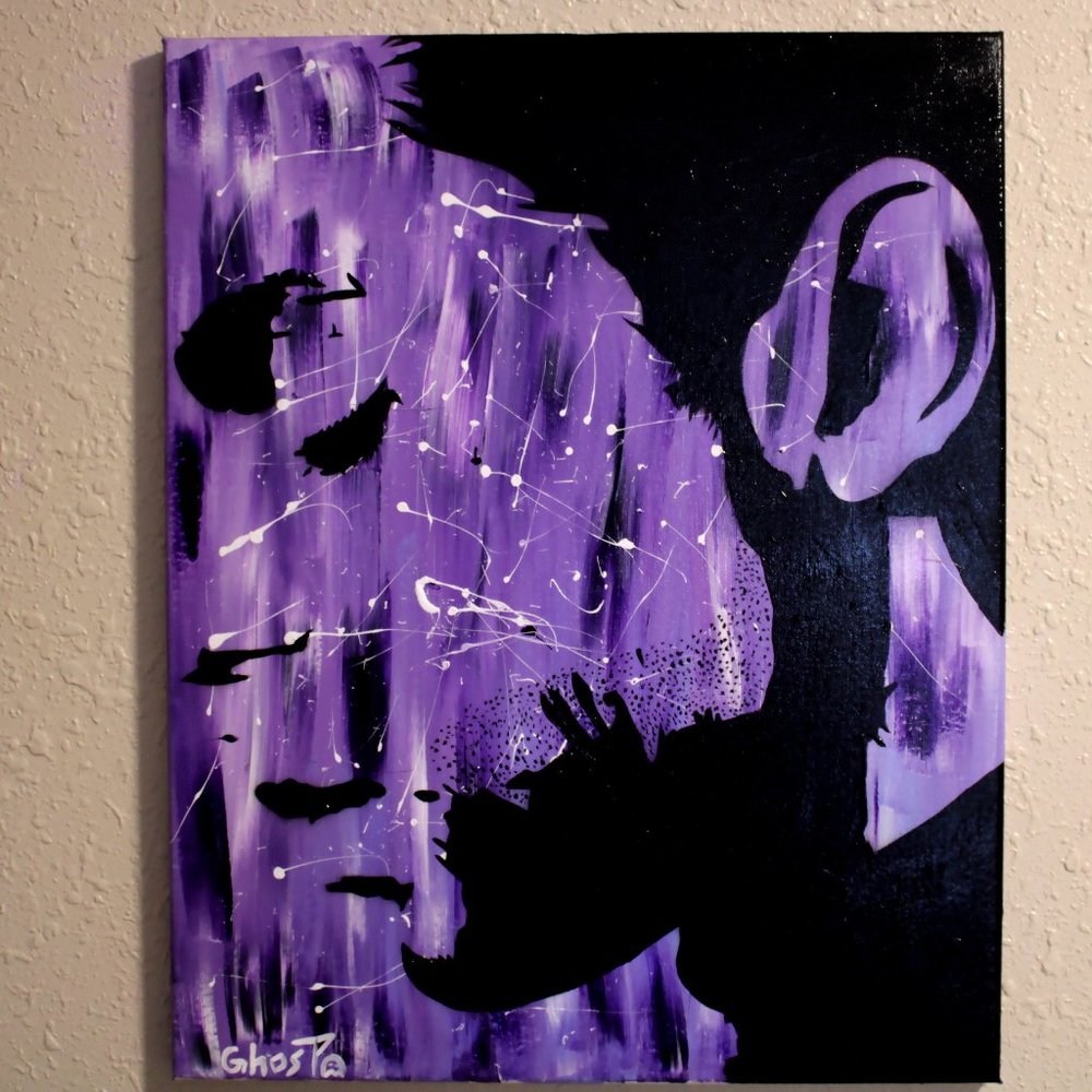 Prince Original painting "Purple Rain" by NYC Artist Ghost 16x20